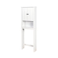 White wooden over-toilet storage cabinet on a white background