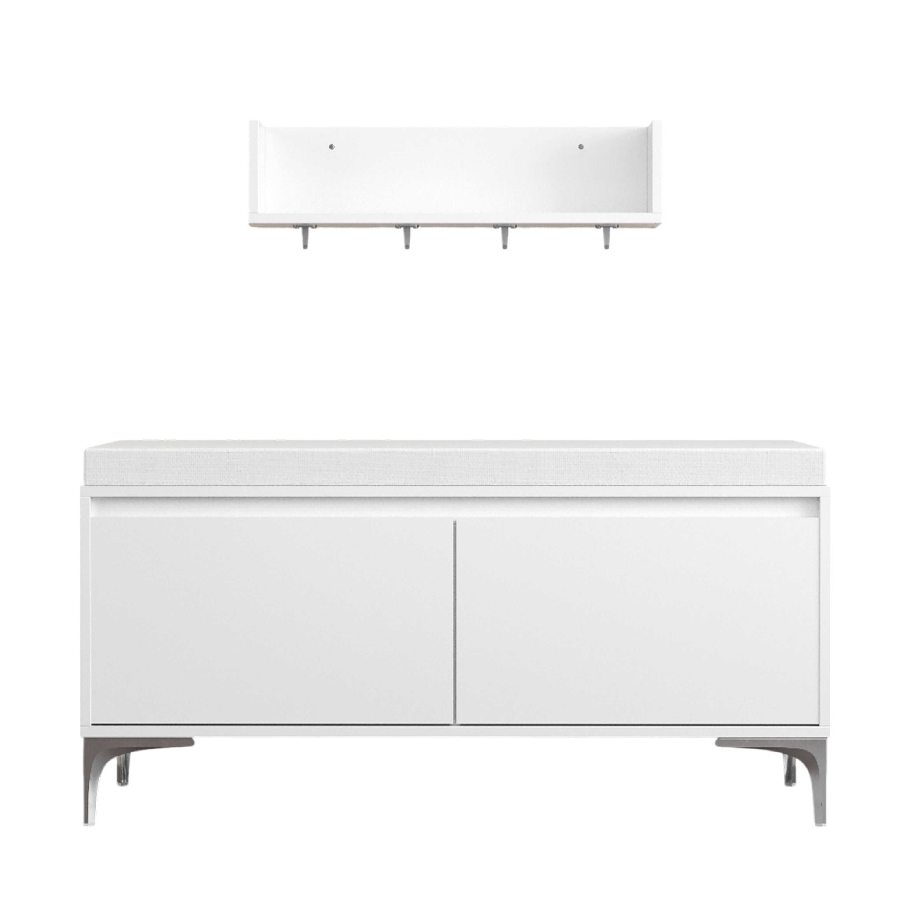 Wall-Mounted Entryway Shelf and Storage Bench Set — primary.