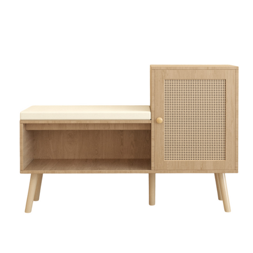 2-in-1 Faux-Rattan Shoe Storage Bench — primary.