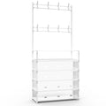 White 5-tier entryway garment and shoe rack — primary.