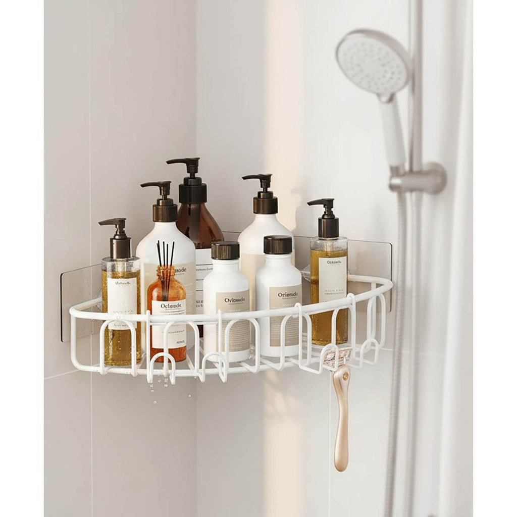 Clean installed white-caddy secondary with hooks; no overlay or logo.
