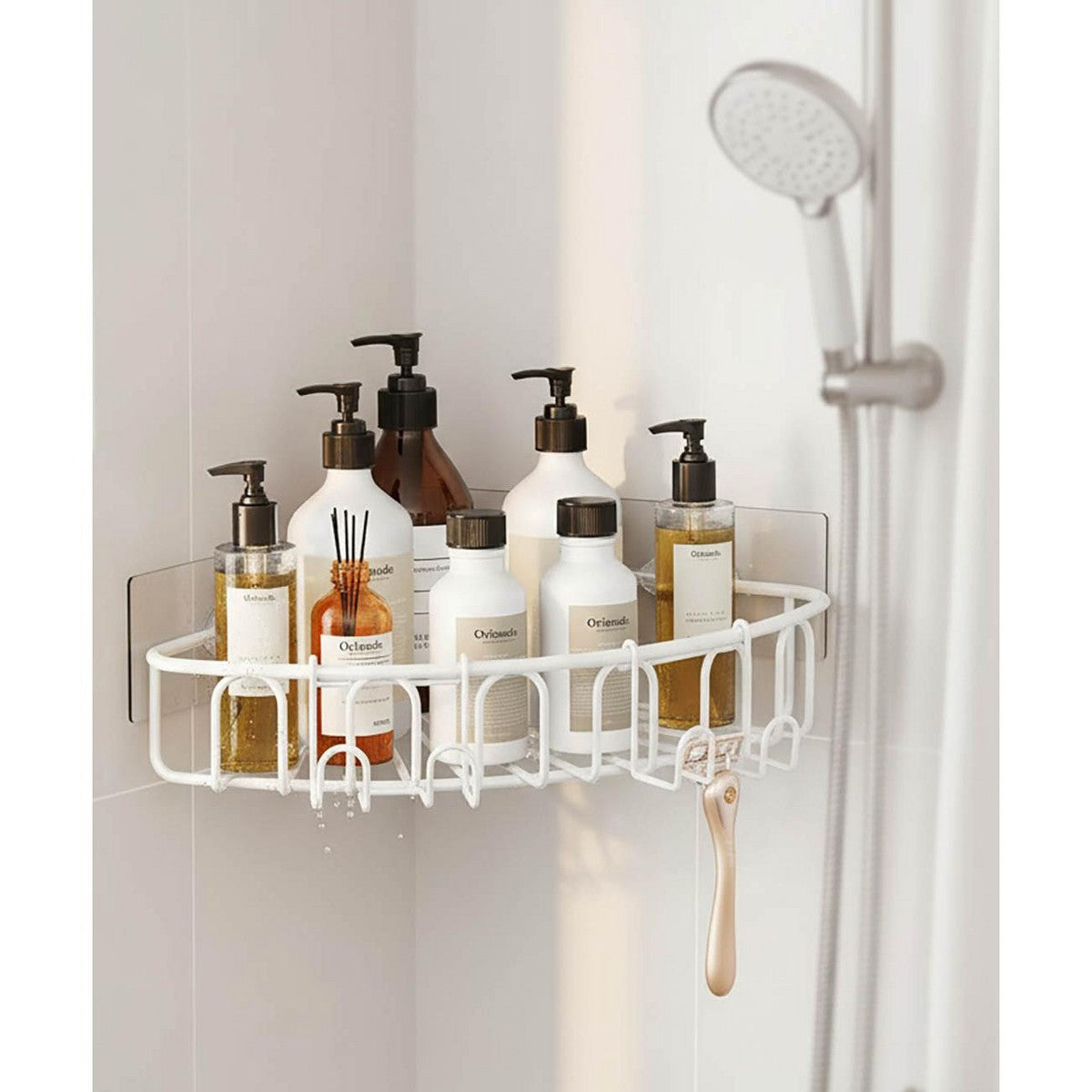 Clean installed white-caddy secondary with hooks; no overlay or logo.