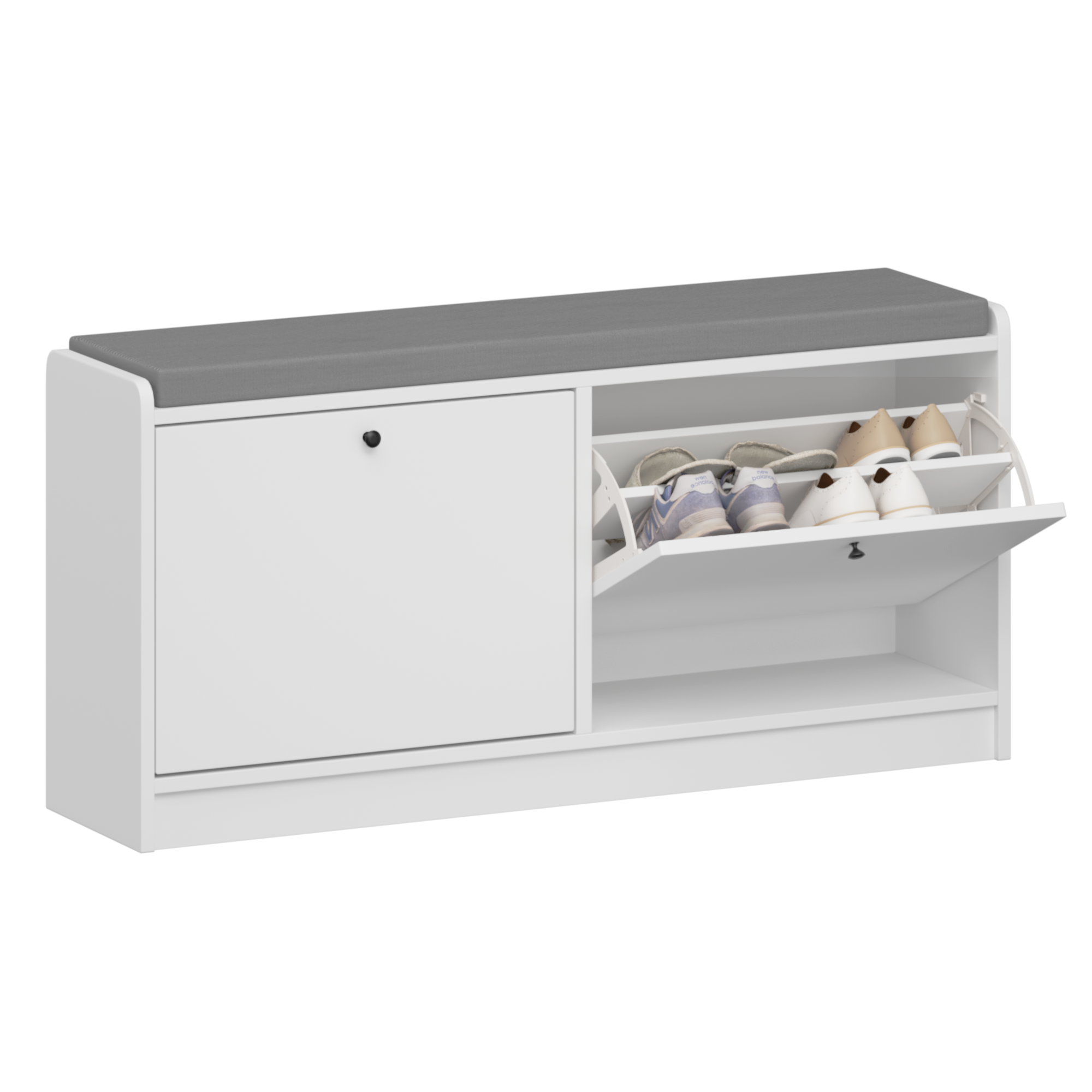 Cushioned Shoe Storage Bench with Adjustable Shelves — three-quarter secondary.