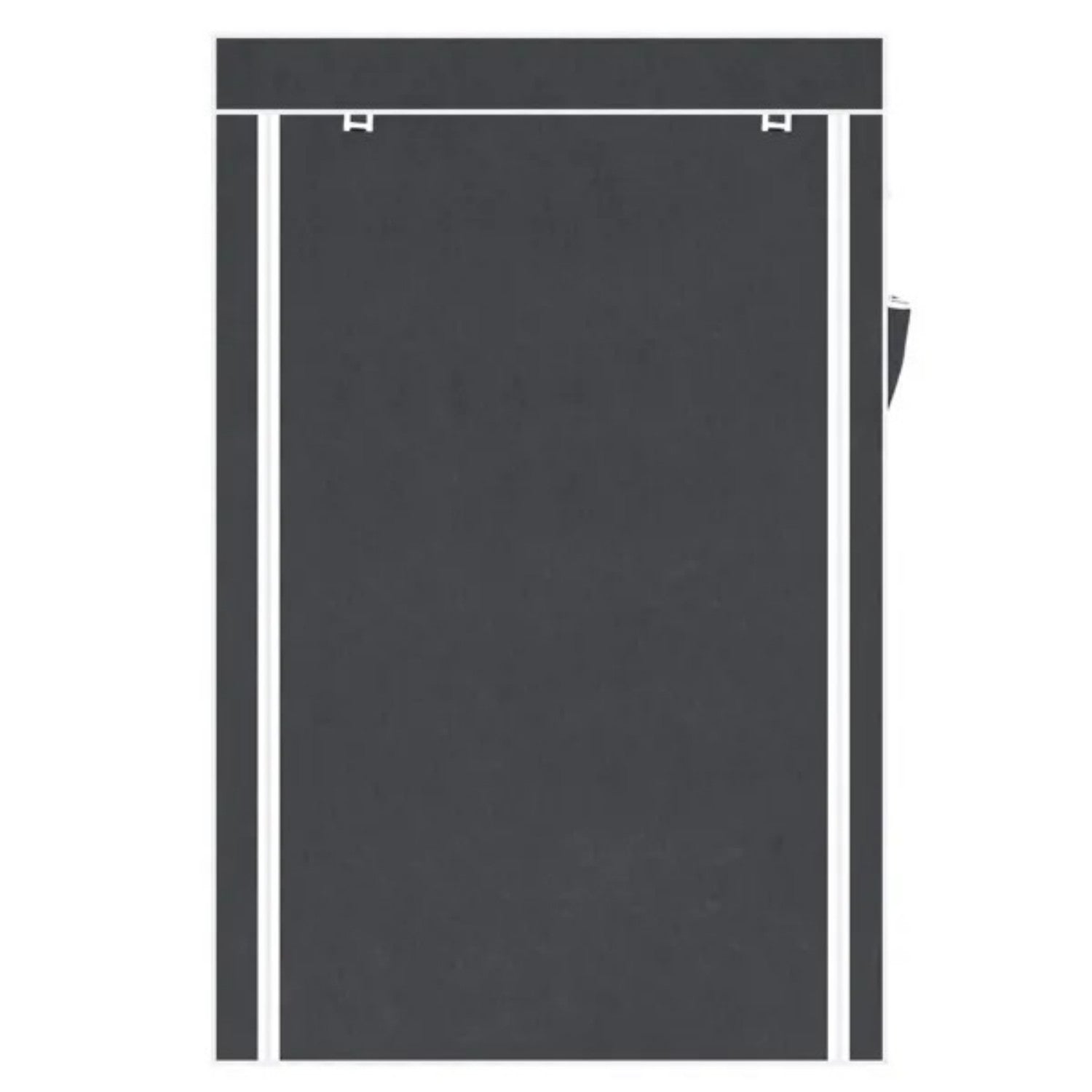 Gray portable closet organizer with the fabric cover closed