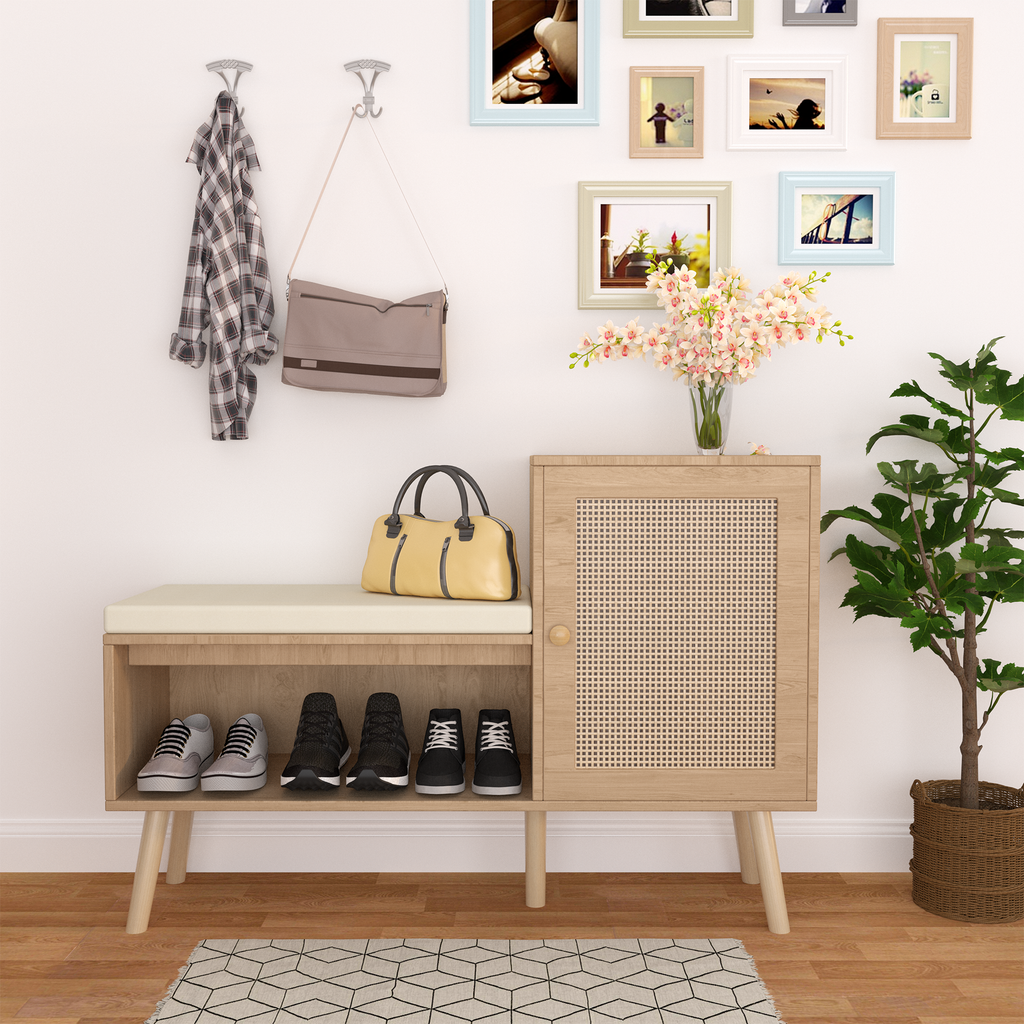 2-in-1 Faux-Rattan Shoe Storage Bench — lifestyle secondary.